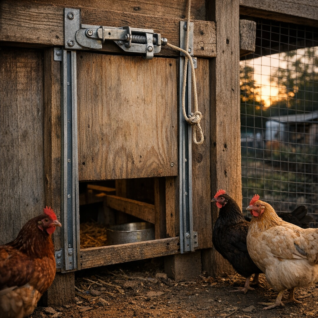 一个鸡舍门，照见了“低技术创新”的力量：自锁、防掠食者，还真不贵