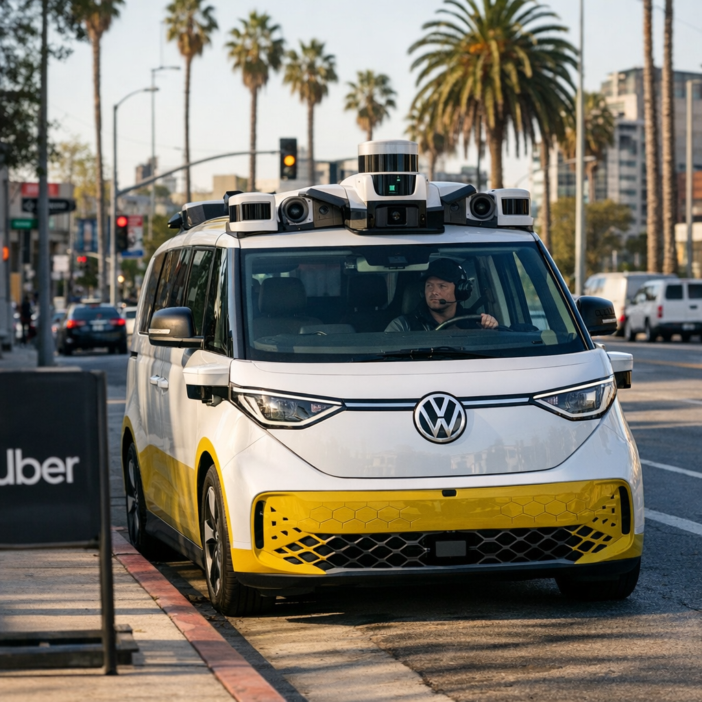 大众把自动驾驶小巴开上洛杉矶：这次不是秀概念车，而是要和 Uber 抢下一张出行入口门票