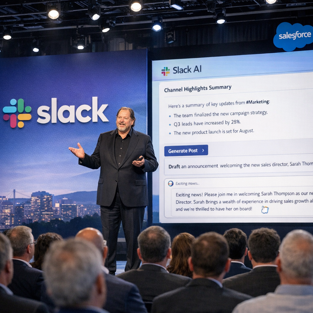 Slack不想只做聊天工具了：Salesforce一口气塞进30个AI功能，真正想抢的是你的工作流