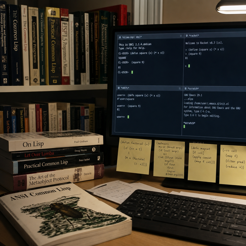 Hyperpolyglot 这张 Lisp 表：括号统一，工程入口分裂