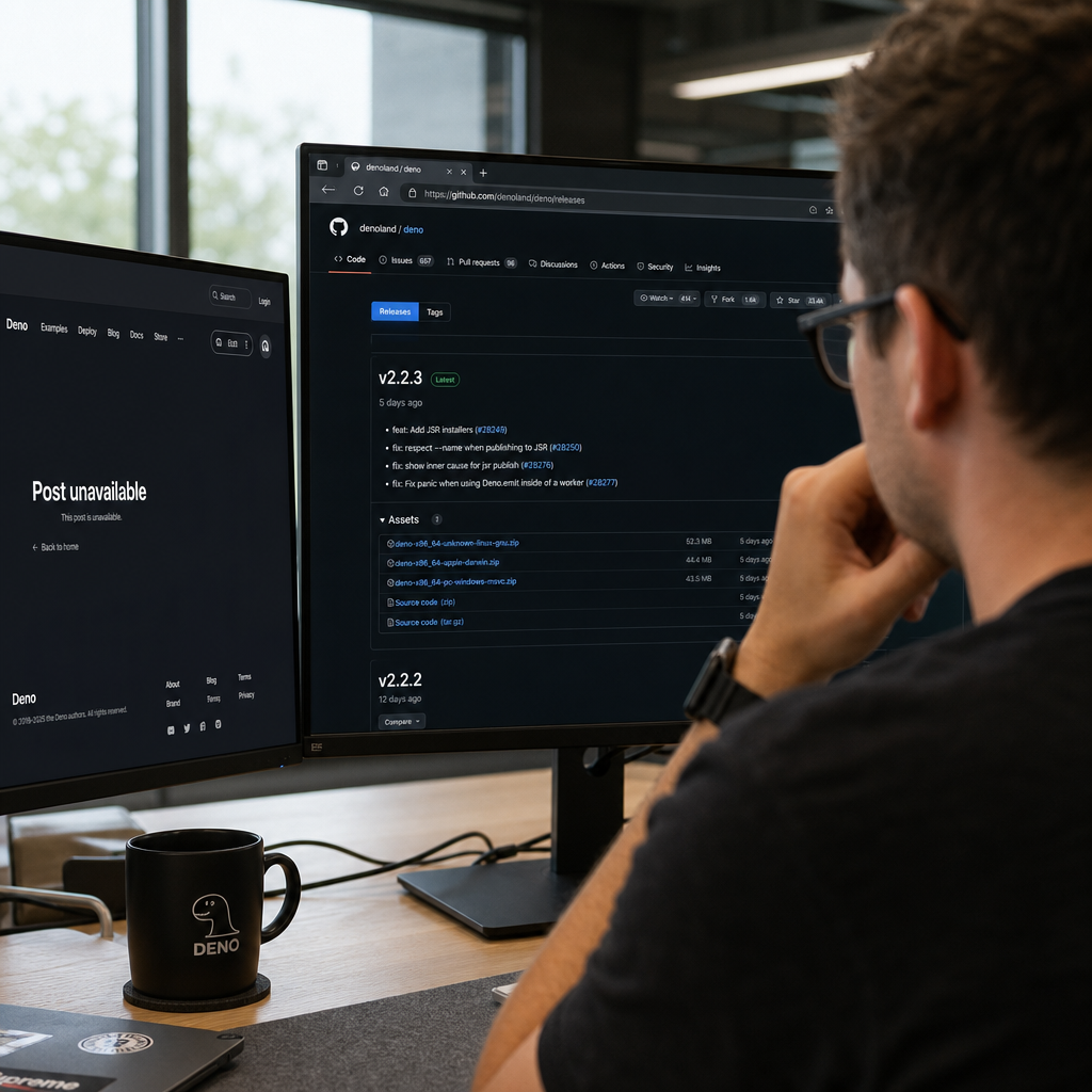 Deno 2.8 官网发布文未上线:现在能信的只有 GitHub Releases