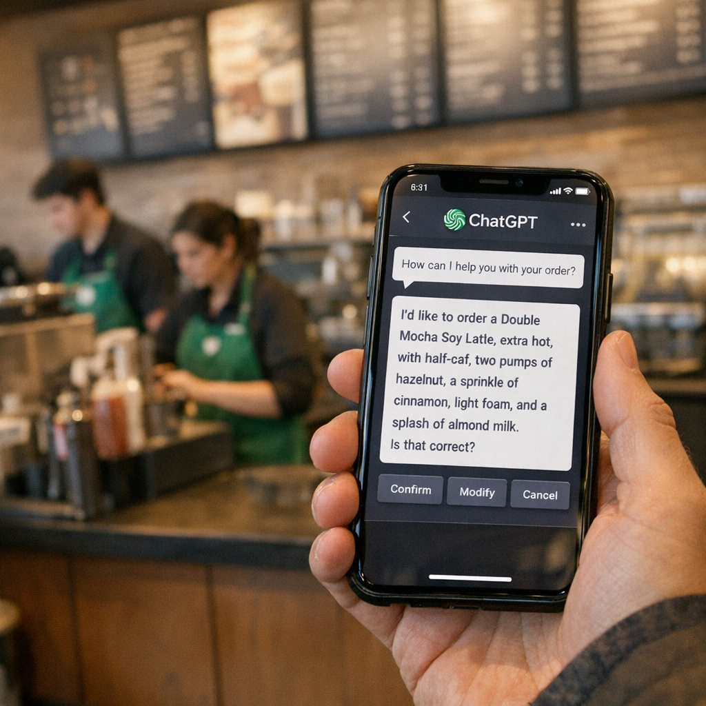 星巴克把点单接进 ChatGPT：固定订单没更快，反而更容易点错