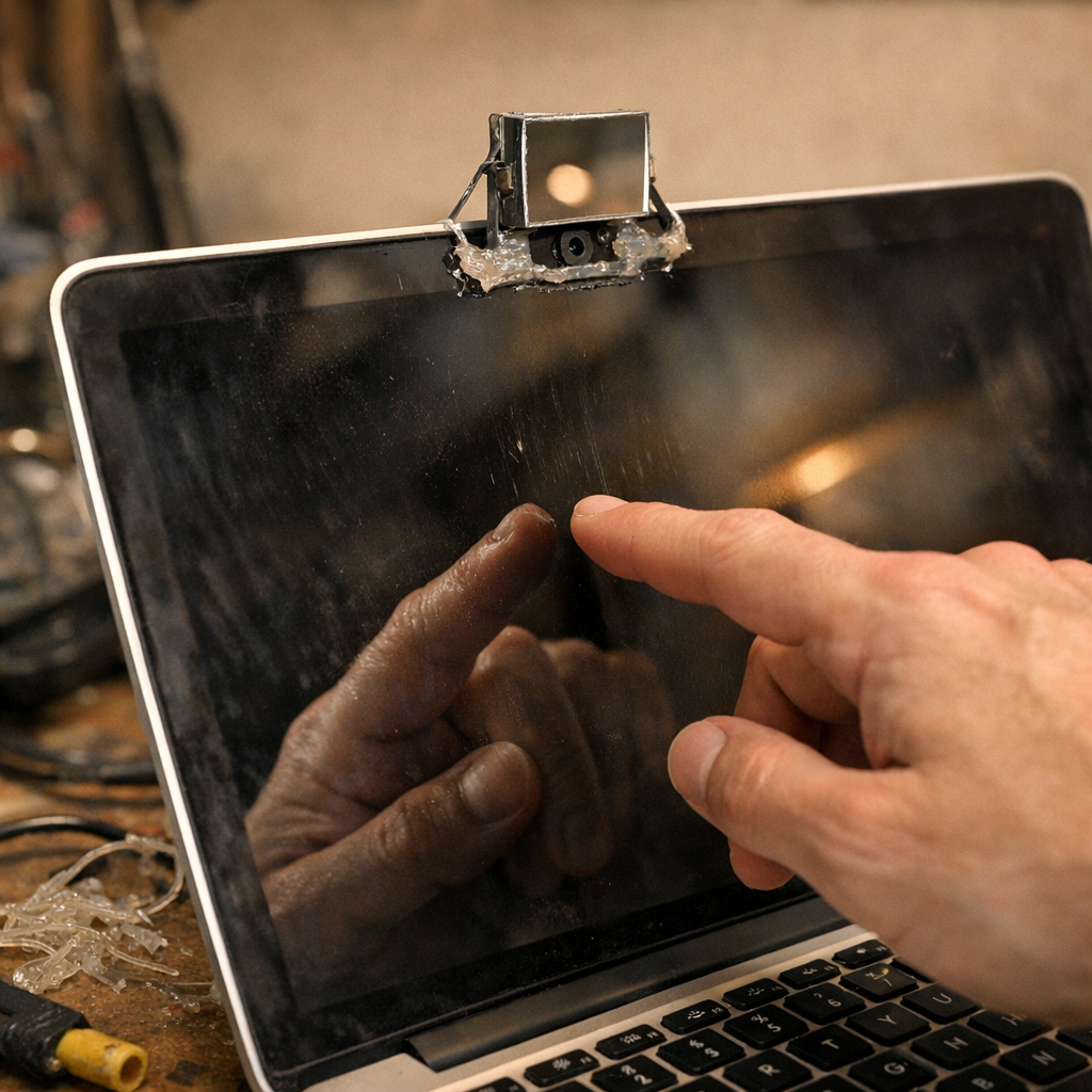 1美元、一个小镜子,把MacBook“改”成触摸屏:这不是苹果的新功能,是黑客式想象力