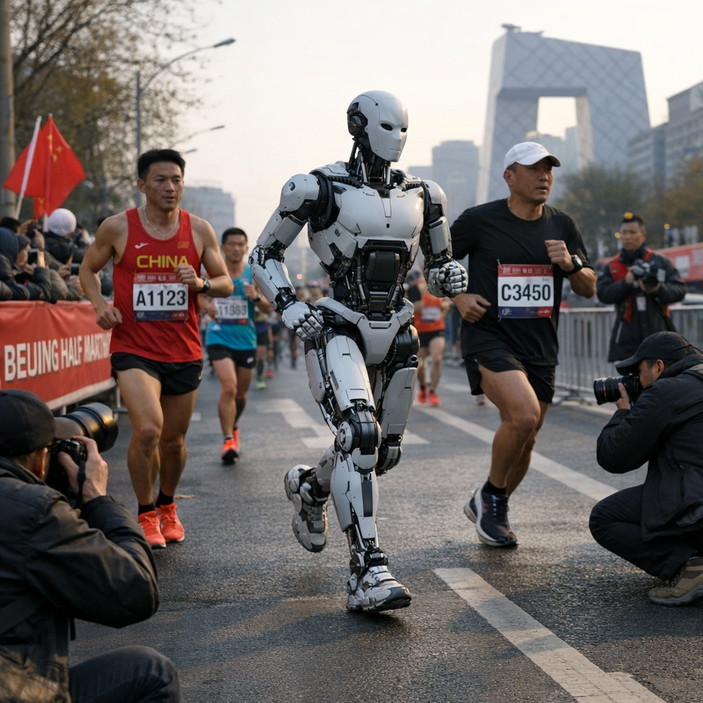北京机器人半马跑进50分钟，破的不是人类纪录，是真人形机器人的门槛